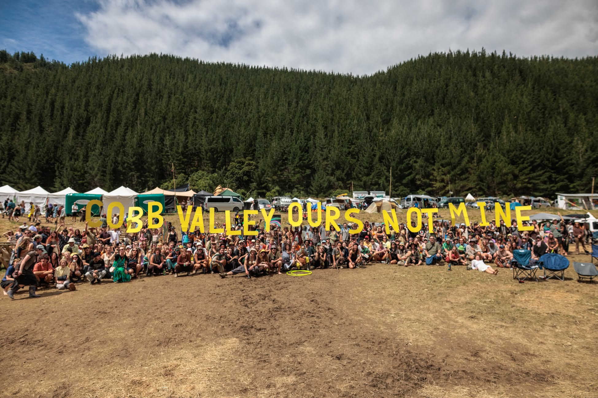 Cobb Valley Ours Not Mine banner, community gathering